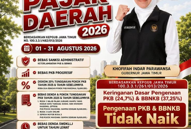Kado HUT RI, Gubernur Jatim Gratiskan Denda Pajak Kendaraan Selama Agustus 2026