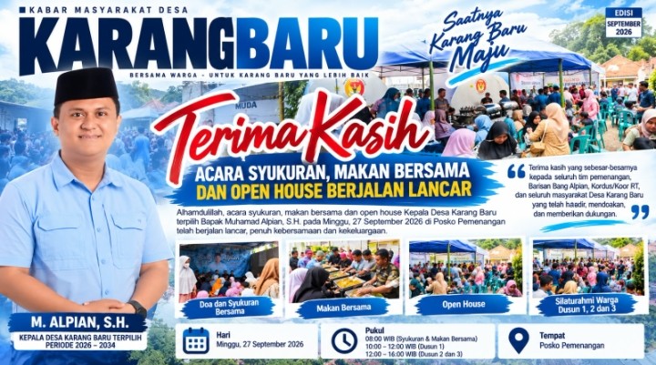 ‎Usai Pilkades, Alpian Gelar Syukuran dan Open House Warga Karang Baru