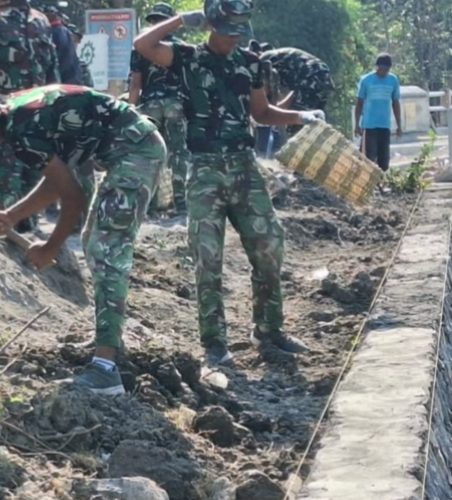 Pembangunan Talud TMMD ke-130 Kodim Ngawi, Progres Capai 80 Persen