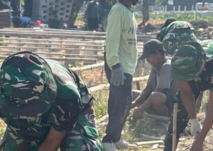 Satgas TMMD ke-130 Kodim Ngawi, Genjot Pemasangan Gastin dan Talud Jalan